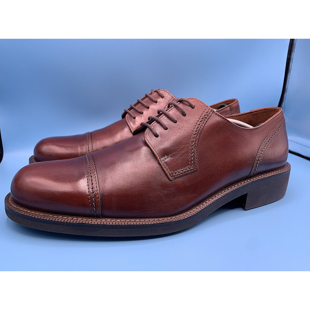 ECCO Brown Leather Cap Toe Lace Up Oxfords Dress Shoes Men's Size 10 B/ EU Sz 44